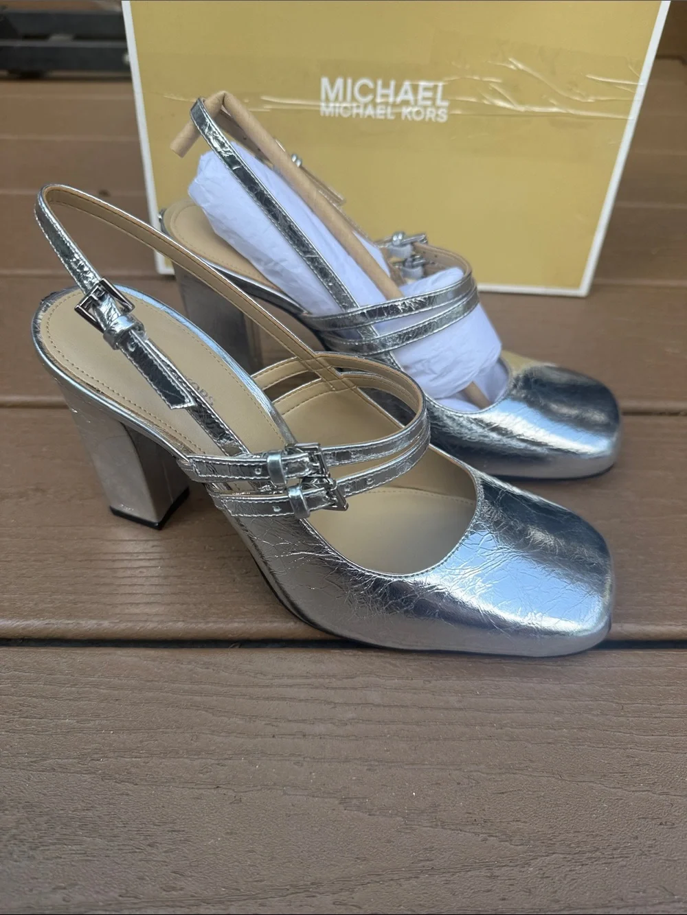 Michael Kors Women's Matilda Flex Sling Pump, Silver, size 7 new